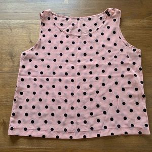 American Apparel Sheer Tank - Pink with Black Polka Dots